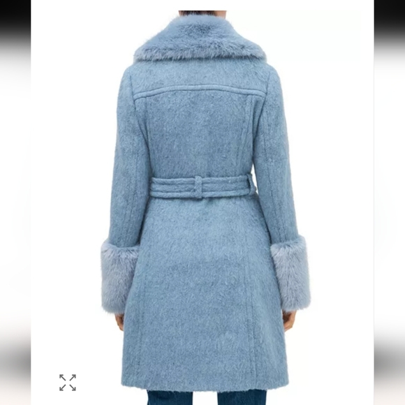 Kate Spade New York Fluffy Faux Fur Trimmed Belted Coat, Sz 8 - Picture 2 of 5